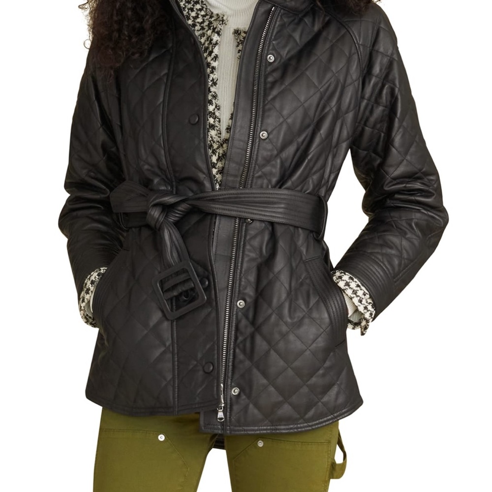 Veronica Beard Bonny Quilted Lamb Leather Jacket sz XS